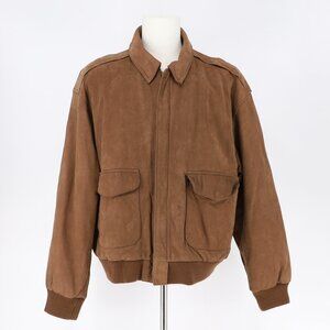 VINTAGE G-III Mens's Leather Bomber Aviator Flight Jacket Brown Size XL